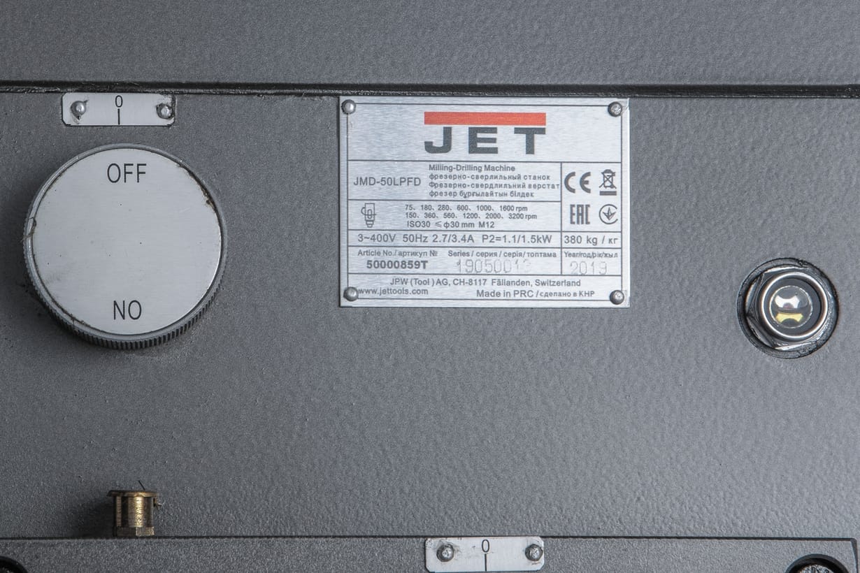 JET JMD-50LPFD Редукторный фрезерно-сверлильный станок с автоматической подачей пиноли шпинделя,  механизированным приводом по оси Z и УЦИ