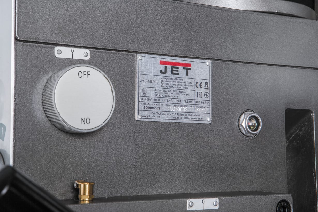 JET JMD-45LPFD Редукторный фрезерно-сверлильный станок с автоматической подачей пиноли шпинделя и УЦИ